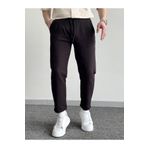 He Brand Erkek Siyah Boyfriend Duble Paça Keten Pantolon