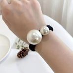 H&E Design Kadın 2'li Ultra Esnek Incili Lastik Toka Seti - standart - Siyah