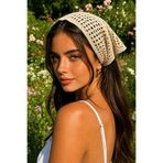 H&E DESIGN Kadın Triko Örgü Plaj Uyumlu Delikli Saç Bandanası