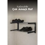 HE Metal Aksesuar Katlanabilir Ayakkabı Rafı – Portatif Ayakkabılık Çok Katlı Organizer - Antrasit - 85 x 40 cm