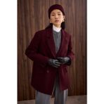 HE-QA Ince Kaşe Kruvaze Ceket Bordo - 40