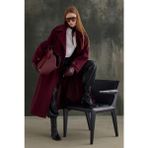 HE-QA Kuşaklı Uzun Kaban Bordo - 38