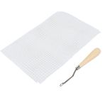 Headerbs Ev DIY El Yapımı Tığ Işi Halı Kilim Örgü Örgü Kumaş Aksesuar Araçları Boş Toplu Kanca Cam Elyaf Ev Ekran Için Kullanılan (File kumaş 50cm + ahşap saplı tığ işi)