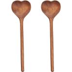 Healeele Ahşap Kalp Şeklinde Kaşık-Ahşap Çay/kahve Kaşık Seti (2 Parça) - Çeşni, Tuz, Şeker Için Küçük Tahta Kaşık (Yurt Dışından)
