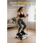 Healfarma Evde Spor Stepper + Direnç Ipli Fitness Aleti | Mini Stepper | Yağ Yakma & Sıkılaşma | Sessiz Kardiyo Egzersiz Cihazı - Beyaz
