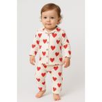 Heart Big Pattern Kız Bebek 2’li Pijama Takım - Kırmızı - 6 - 9 Ay