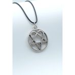 Heartagram Gümüş Kaplama Deri İp Kolye