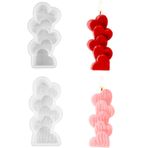 HeartYue 2 Adet İstifleme Kalp Şekilli Mum Kalıbı, 3D Dağınık Aşk Silikon Kalıp, Sevgililer Günü Kalp Şekilli Kalıp Mum Yapımı için Silikon Kalıp Ev Dekoru İdeal Hediye