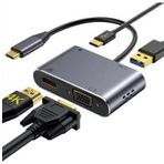 HEARTZ HB-03 4K HDMİ VGA TYPE C USB ÇOK FONKSİYONLU METAL A KALİTE KALIN KABLOLU HUB (HB-03 VGA HDMI USB TYPE C 4K HD HUB)