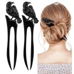 Heasy Metal Fransız Saç Tokası, 2 Adet 6,3 İnç Cadı Saç Aksesuarları, Kalın Saçlar İçin Saç Çatallı Saç Çubuğu, Uzun Saçlar İçin Saç Çubukları, Kadınlar Kızlar için Ürkütücü Gotik Viking Saç Aksesuarları,