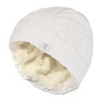 Heat Holders - Kadın Termal Polar Kablo Örgü Kışlık Şapka 3.4 Tog - Tek Beden, Krem, Tek beden