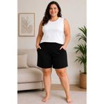 HEAVEN WEAR 2 Lİ TAKIM KADIN BÜYÜK BEDEN BEYAZ VE SİYAH SIFIR KOL TSHİRT VE BERMUDA CEPLİ ŞORT