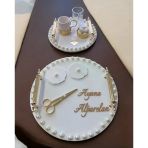 Heavenly Gold İncili Söz Nişan Tepsisi Beyaz