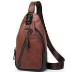 Hebetag Erkekler Kadınlar Seyahat Açık Kamp için Deri Sling Çanta Crossbody Sırt Çantası,Kahverengi