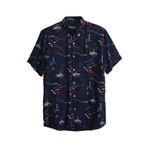 Hector Shirt Lacivert Kısa Kollu Baskılı Erkek Gömlek