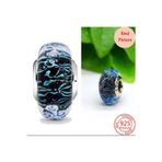 Hector&Co. Jewellery Dalgalı Koyu Mavi Murano Cam Okyanus Charm