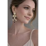 Hector&Co. Jewellery Doğal Taş Detaylı Gold Sallantılı Kadın Vintage Küpe | Siyah & Beyaz