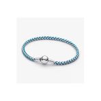 Hector&Co. Jewellery Gümüş Damgalı Mavi Kordonlu Yılan Zincir Bileklik