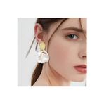 Hector&Co. Jewellery Parlak Beyaz Akrilik Vintage Gül Yapraklı Çiçek Küpe