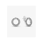 Hector&Co. Jewellery Pave Dizim Ve Logolu Yuvarlak Çift Taraflı Küpe