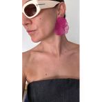 Hector&Co. Jewellery Pembe Yelpaze Büyük Çiçek Küpe Zara Tarz