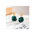 Hector&Co. Jewellery Zümrüt Yeşili Akrilik Vintage Gül Yapraklı Çiçek Küpe