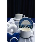 Heda Porselen Azur 4 Parça 2 Kişilik Porselen Çay Fincanı Takımı - 100 ml - Beyaz