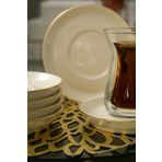Heda Porselen Rüya Altın Yaldız 6 Adet 12 Cm Porselen Çay Tabağı Kırık Beyaz