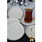 Heda Porselen Rüya Platin Yaldız 6 Adet 12cm Porselen Çay Tabağı Kırık Beyaz