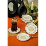 Heda Porselen Yakamoz Porselen Çay Tabağı Kırık Beyaz 12 CM 6'lı Beyaz