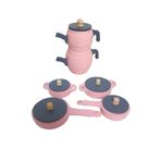 Hedef Ahşap Pembe Oyuncak Tencere Tava Çaydanlık Mutfak Seti(PEMBE) 3+ Yaş 6