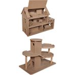 Hedefixtoys Katlı Otopark ve Çatılı Ahşap Oyuncak Bebek Evi(15 Adet Mobilyalı)