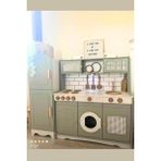 Hedefixtoys Rattan Şıklığında Ahşap Oyuncak Mutfak ve Buzdolabı
