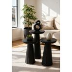 hedefixtoys Siyah Modern Ahşap Vernikli Mantar Yan Sehpa – 3’lü Dekoratif Zigon Takımı