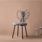 HediSelim Siyah Metal Melek Makyaj Sandalyesi - Kahverengi
