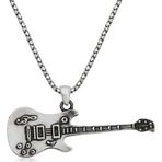 Hedivio 925 Ayar Gümüş Elektro Gitar Erkek Gümüş Kolye
