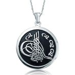 Hedivio 925 Ayar Gümüş Yuvarlak Tuğralı Kadın Gümüş Kolye