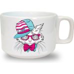 Hediyara Cool Cat Baskılı Seramik Beyaz Kahve Kupası - 199 ml