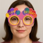 Hediye Bahçesi Balon Desenli Karton Doğum Günü Gözlükleri 6 Adet Pembe Renk