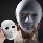 Hediye Bahçesi Beyaz Renk Boyanabilir Anonim Tam Yüz Cosplay Maske 24x18 cm