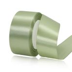 Hediye bandı adaçayı yeşili 40 mm genişliğinde, 23 metre saten bantlar, beyaz kumaş, kurdele bandı, el sanatları, çelenkler, düğün dekorasyonu, Noel, saç fiyonkları, çiçek buketleri, doğum günü hediye