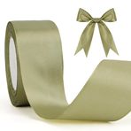 Hediye bandı, adaçayı yeşili, 40 mm, saten bant, 23 metre, hediye paketi için, ipek bant, yeşil hediye bantları, çiçek buketleri, el işi için, kumaş bant, Noel dekorasyonu, saten kurdeleler