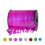 Hediye bandı, gül kırmızı, 5 mm genişliğinde, 450 m genişliğinde, 450 m uzunluğunda, kurdele bandı, parıltılı balon bandı, dekoratif bant, düğün, Noel, yeni yıl, doğum günü için hediye paketi, balon