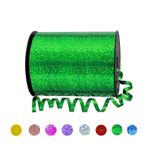 Hediye bandı, yeşil, 5 mm genişliğinde, 450 m genişliğinde, 450 m büzgülü bant, kurdele bandı, parıltılı balon bandı, dekoratif bant, düğün, Noel, yeni yıl, doğum günü için, hediye paketi, balon
