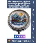 #Hediye Dekoratif Hediye 3 Bölmeli Vitamin Hap Tablet İstanbul Temalı İlaç Saklama Kutusu 5 X 5 Cm