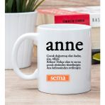 Hediye Dükkanı Kişiye Özel Anne Kelimesi için Anlam Baskılı Beyaz Kupa Bardak