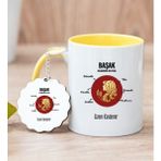 Hediye Dükkanı Kişiye Özel Başak Burcuna Hediye Sarı Kupa Bardak ve Anahtarlık