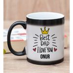 Hediye Dükkanı Kişiye Özel Best Dad Baskılı Sihirli Kupa Bardak