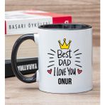 Hediye Dükkanı Kişiye Özel Best Dad Baskılı Siyah Kupa Bardak