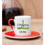 Hediye Dükkanı Kişiye Özel Fitness Eğitmeni Kırmızı Türk Kahvesi Fincanı